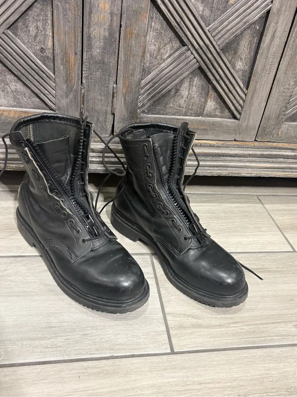 RED WING 4473 Vintage USA BLACK LEATHER ENGINEER MILITARY BOOTS 11 STEEL TOE